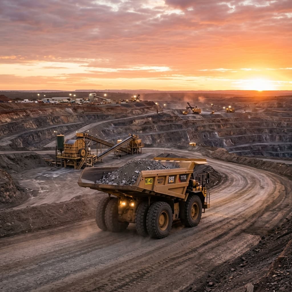 Mining Truck golden hour hauling operations